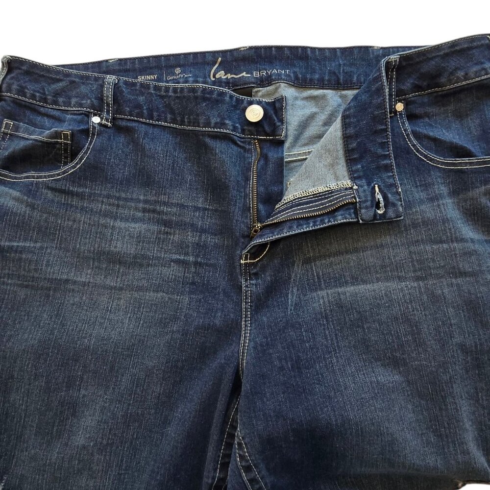 Lane Bryant Genius Fit Skinny Jeans Dark Wash Distressed Plus Size 28 Average - Picture 4 of 14
